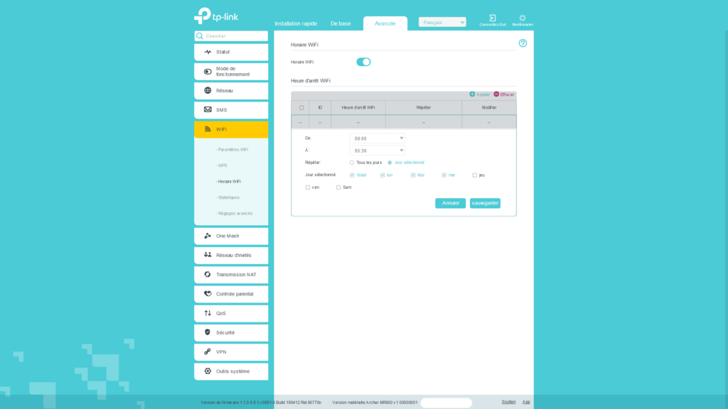 interface-archer-MR600-wifi-horaires