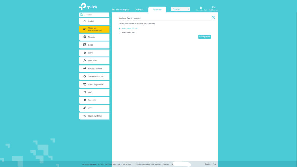 interface-archer-MR600-mode-fonctionnement