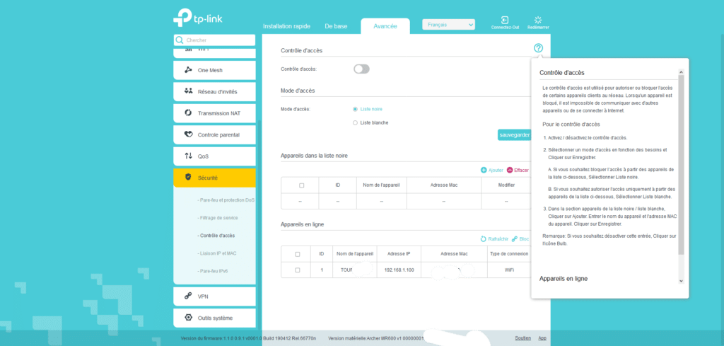 interface-archer-MR600-controle-acces
