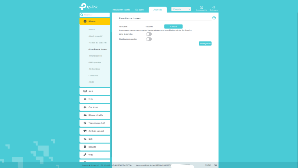 interface-archer-MR600-reseau-parametres-donnees